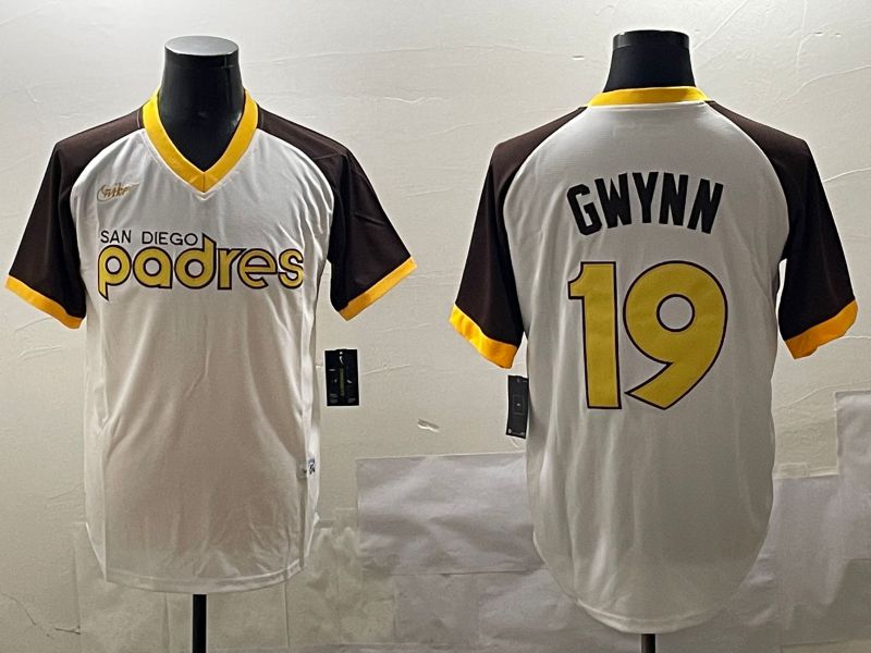 Men San Diego Padres #19 Gwynn White Throwback Game 2025 Nike MLB Jersey style 1->san diego padres->MLB Jersey